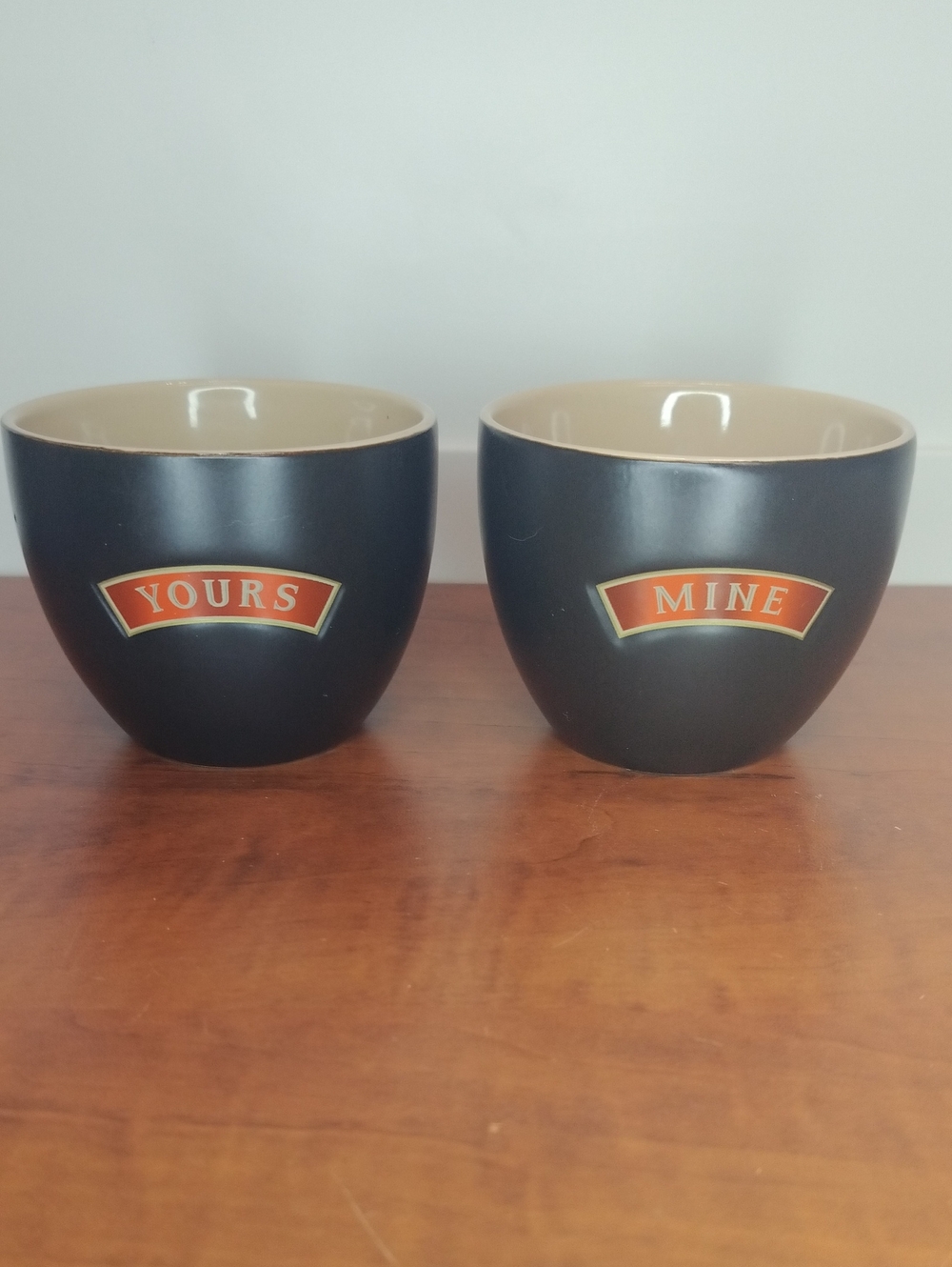Black Ceramic Baileys Irish Cream "Yours & Mine" Liquor Cups. Set Of Two